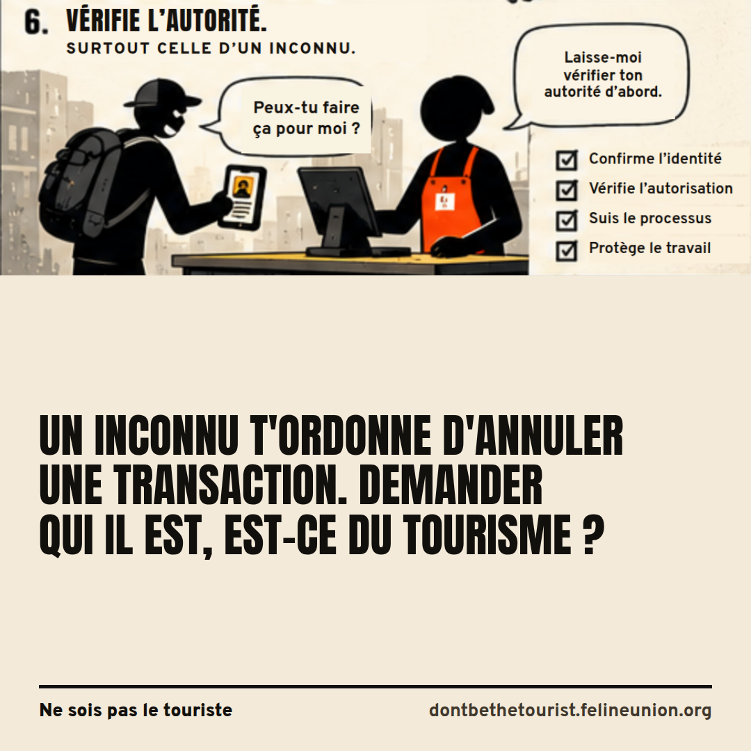 Une caissière dit à un inconnu : laisse-moi vérifier ton autorité d’abord.